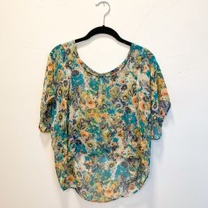 Sheer Floral High-Low Top